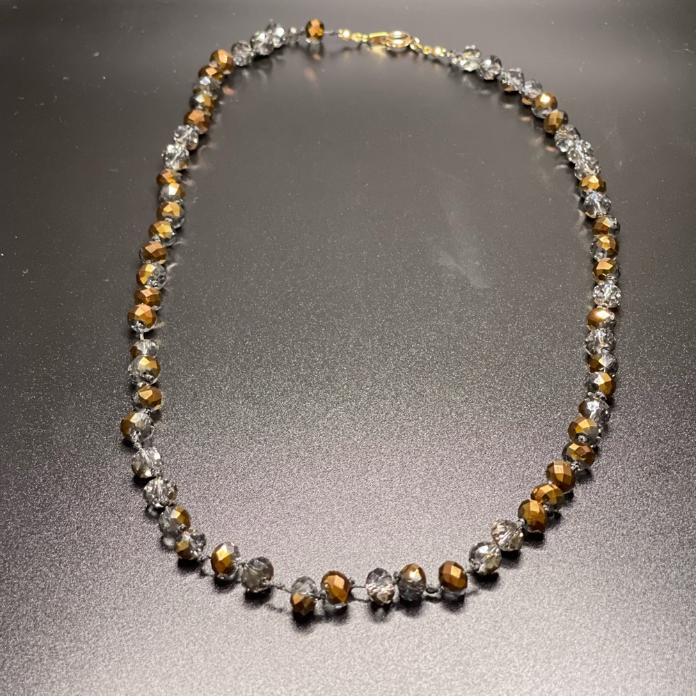 Elegant Crystal and Gold Beaded Necklace